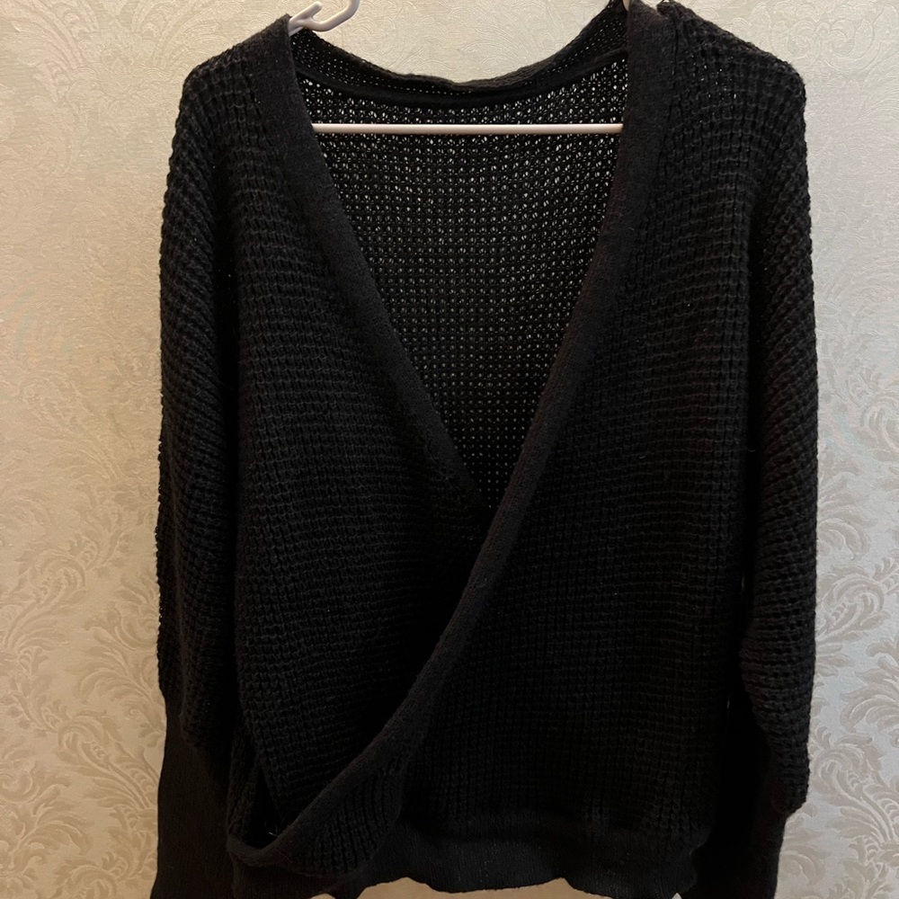NWOT Women's Black V-Neck Wrap Sweater